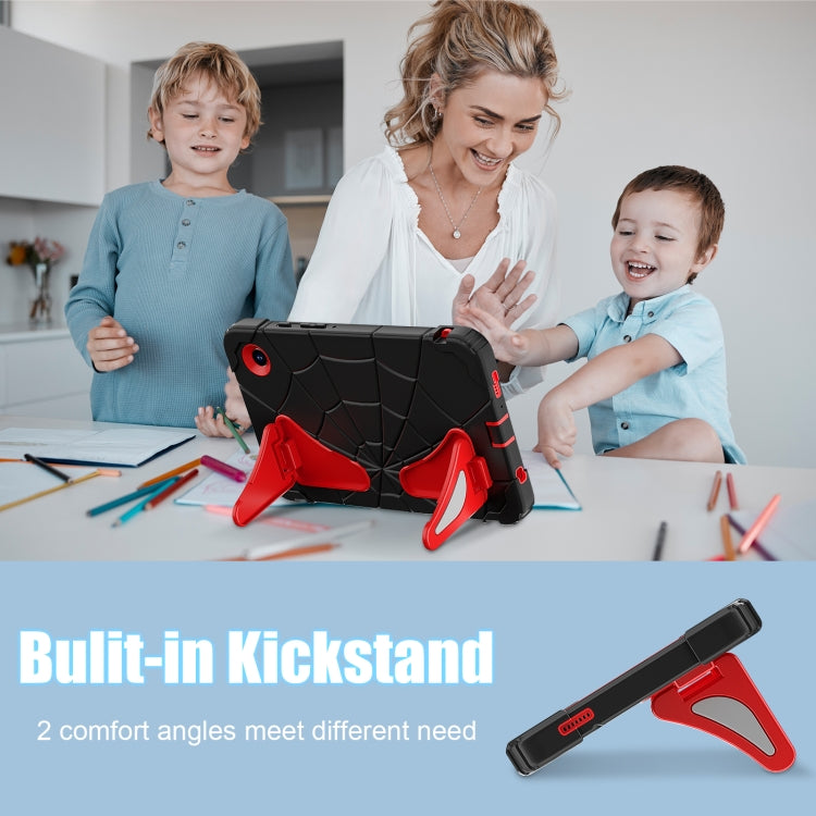 For Samsung Galaxy Tab A9 Spider Silicone Hybrid PC Shockproof Tablet Case(Black Red) by bashfashion