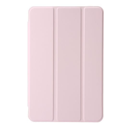 For Samsung Galaxy Tab A9+ 3-Fold Clear Acrylic Leather Tablet Case(Pink) by bashfashion