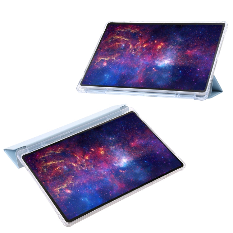 For Samsung Galaxy Tab S10 Ultra 3-Fold Clear Acrylic Leather Tablet Case(Ice Blue) by bashfashion