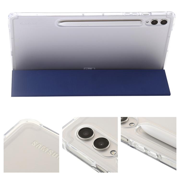 For Samsung Galaxy Tab S10 FE+ 3-Fold Clear Acrylic Leather Tablet Case(Dark Blue) by bashfashion