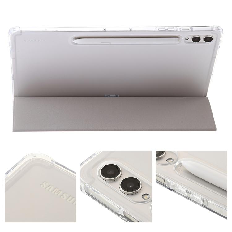 For Samsung Galaxy Tab S10 FE+ 3-Fold Clear Acrylic Leather Tablet Case(Grey) by bashfashion