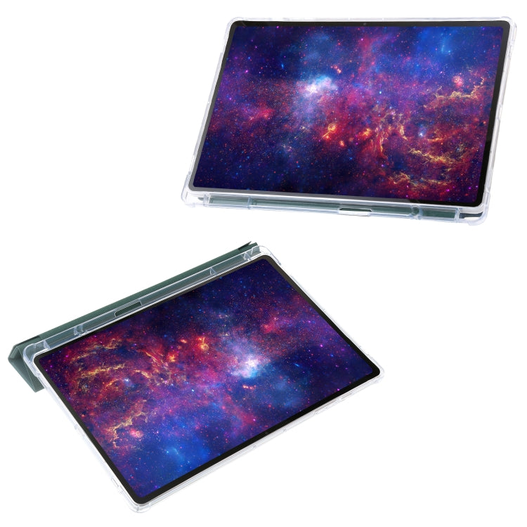 For Samsung Galaxy Tab S10 FE / S9 FE Clear Acrylic Deformation Leather Tablet Case(Deep Green) by bashfashion