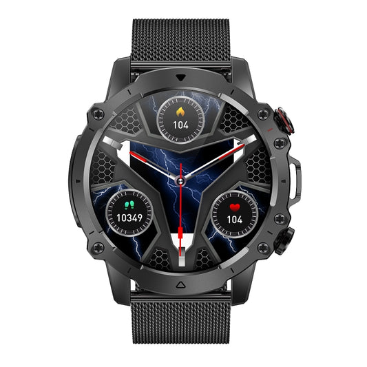 AK56 IP67 BT5.1 1.43inch Smart Watch Support Voice Call / Health Monitoring, Style:Steel Mesh Strap(Black) by bashfashion