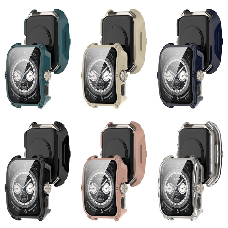 For OPPO Watch 4 Pro PC + Tempered Film Integrated Watch Protective Case(Ink Blue) by bashfashion