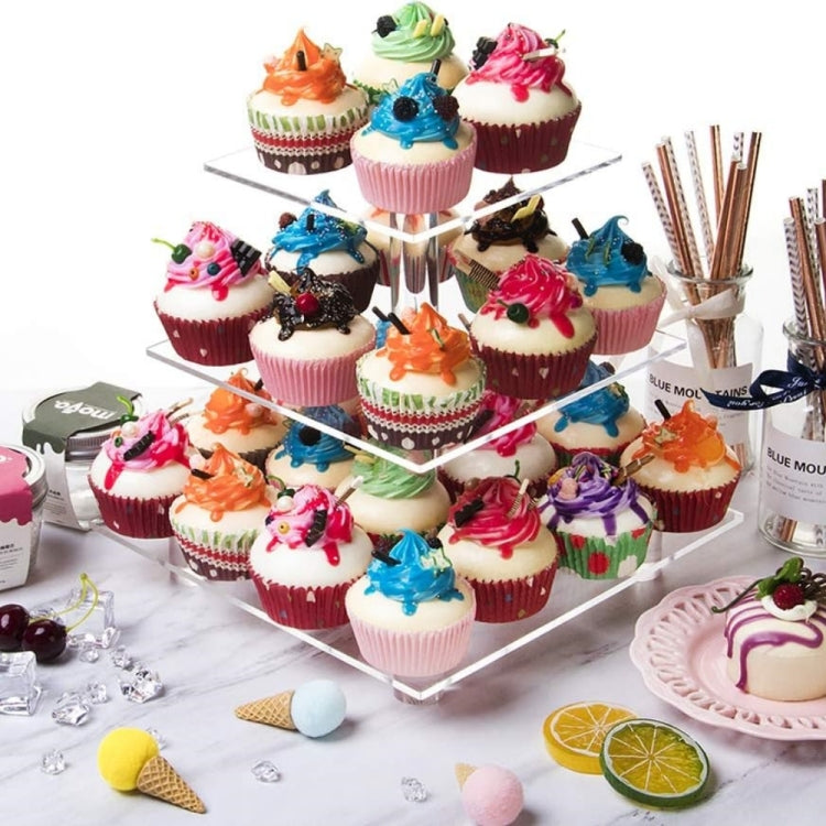 YX063 3 Tier Acrylic Square Cupcake Stand by bashfashion