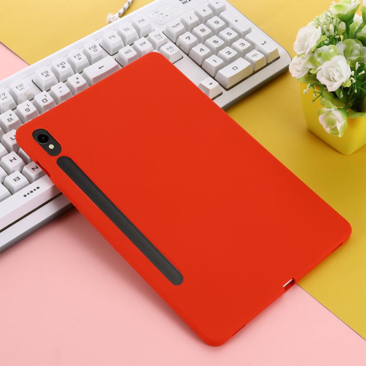 For Samsung Galaxy Tab S10 Lite 5G/S10/S10 FE Pure Color Liquid Silicone Shockproof Tablet Case(Red) by bashfashion