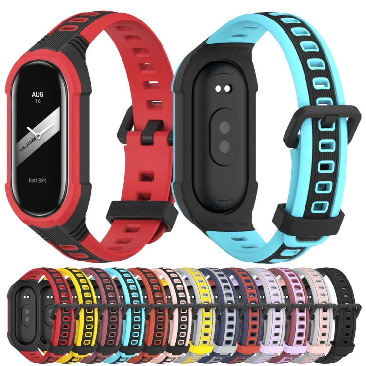 For Xiaomi Mi Band 8 MIJOBS Unibody Two Color Silicone Watch Band(Black Red) by MIJOBS