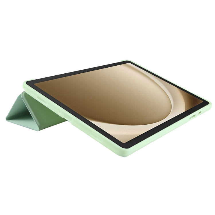 For Samsung Galaxy Tab A11+ / A9+ Tri-fold Holder Horizontal Flip TPU Leather Tablet Case(Green) by bashfashion