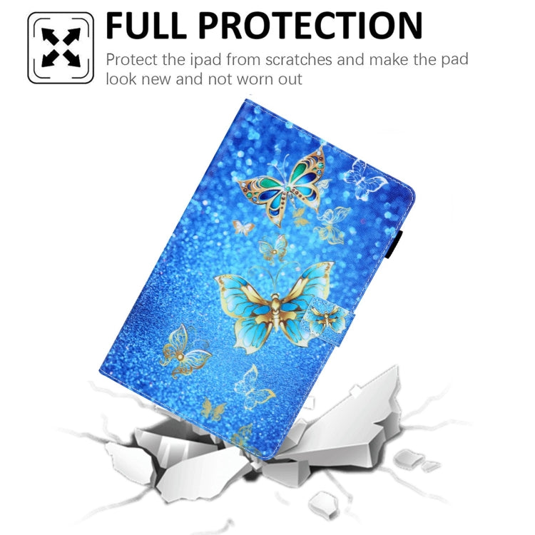 For Samsung Galaxy Tab A11 / A9 Colored Drawing Leather Tablet Case(Golden Butterfly) by bashfashion