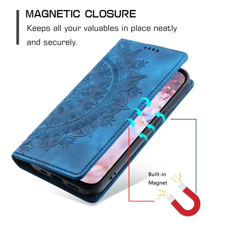 For iPhone 16e Totem Embossed Magnetic Leather Phone Case(Blue) by bashfashion