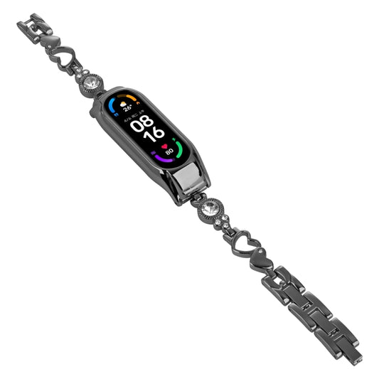 For Xiaomi Mi Band 8 Heart-to-heart Diamond Metal Watch Band(Black) by bashfashion