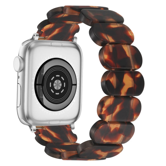 For Apple Watch Series 7 45mm Stretch Rope Resin Watch Band(Tortoiseshell) by bashfashion