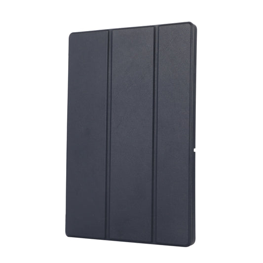 For Samsung Galaxy Tab A9+ 3-Fold Pure Color TPU Leather Tablet Case with Pen Slot(Dark Blue) by bashfashion