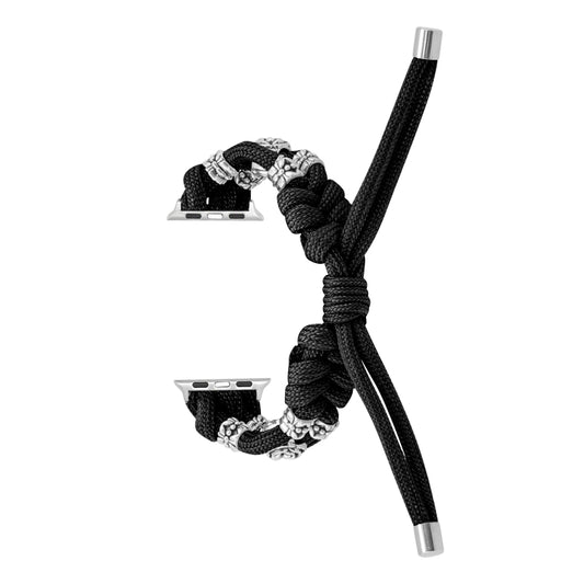 For Apple Watch Series 6 40mm Chrysanthemum Beads Paracord Braided Watch Band(Black) by bashfashion