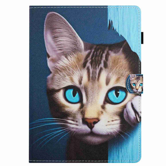 For iPad mini 2024 / mini 6 Painted Pattern Stitching Smart Leather Tablet Case(Blue Cat) by bashfashion