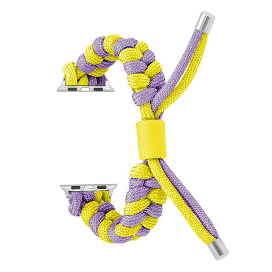 For Apple Watch Series 6 40mm Paracord Fishtail Braided Silicone Bead Watch Band(Purple Yellow) by bashfashion