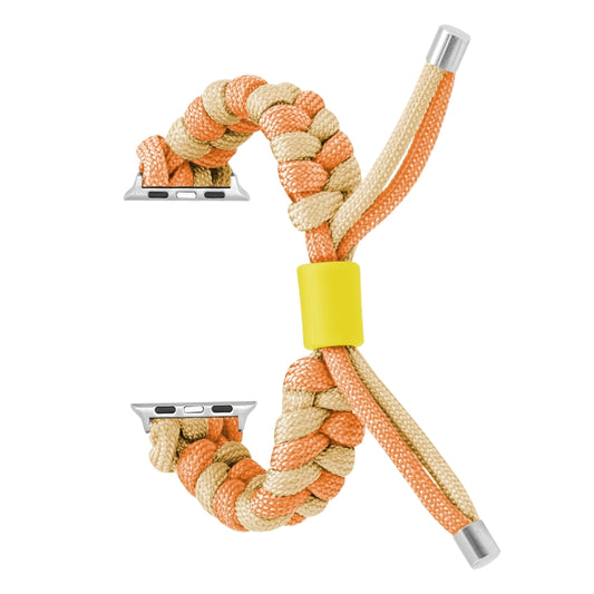 For Apple Watch Series 4 40mm Paracord Fishtail Braided Silicone Bead Watch Band(Orange Yellow) by bashfashion