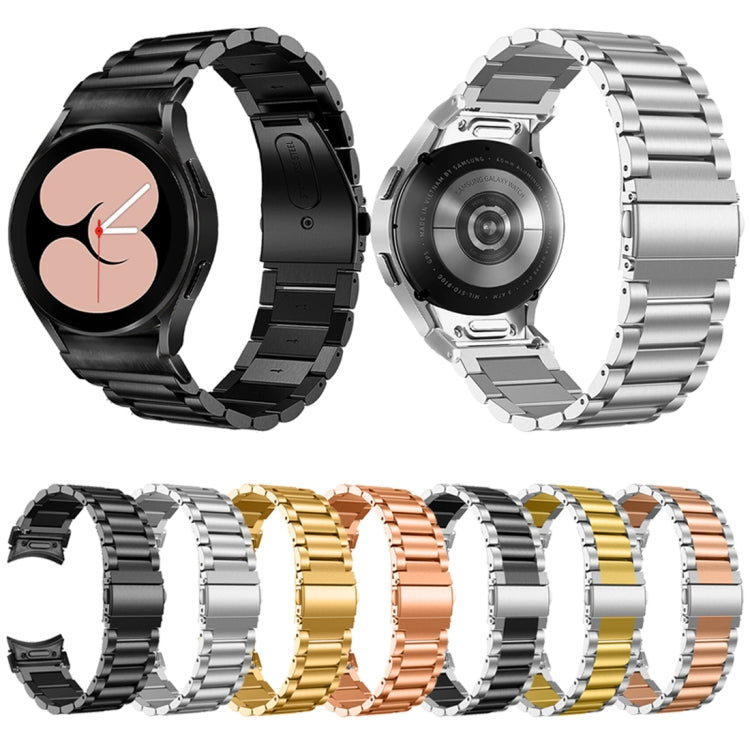 For Samsung Galaxy Watch 6 Quick Release Button Three-bead Stainless Steel Watch Band(Black) by bashfashion