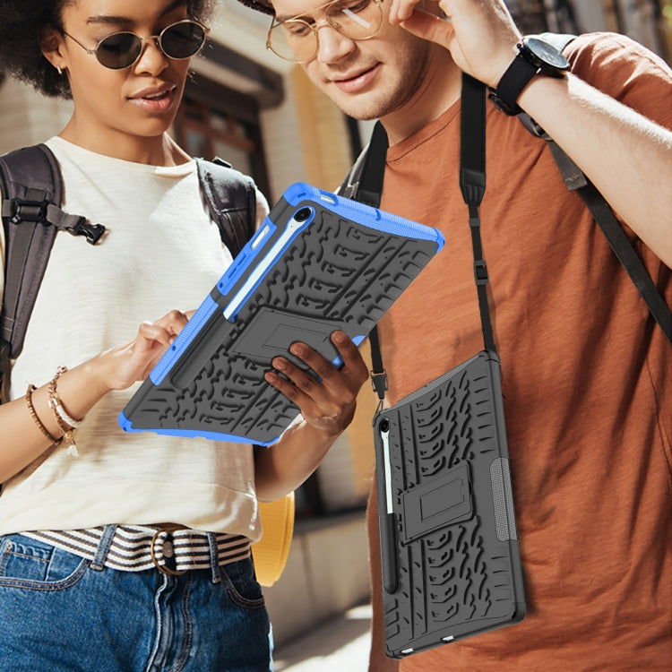 For Samsung Galaxy Tab S9 FE / S10 FE Tire Texture TPU + PC Tablet Case with Holder(Purple) by bashfashion