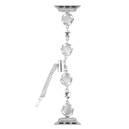 For Apple Watch Series 8 45mm Shell Metal Chain Bracelet Watch Band(Silver) by bashfashion