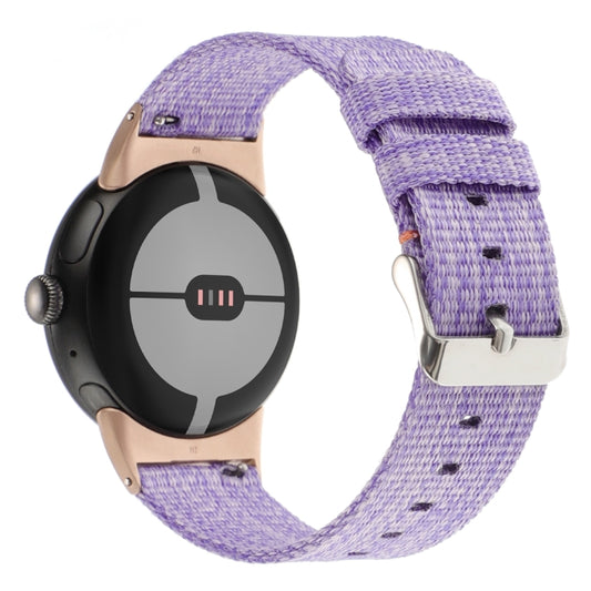 For Google Pixel Watch 2 / Pixel Watch Nylon Canvas Watch Band(Lavender Purple) by bashfashion