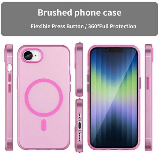 For iPhone 16e MagSafe Frosted Translucent TPU + PC Full Coverage Phone Case(Pink) by bashfashion