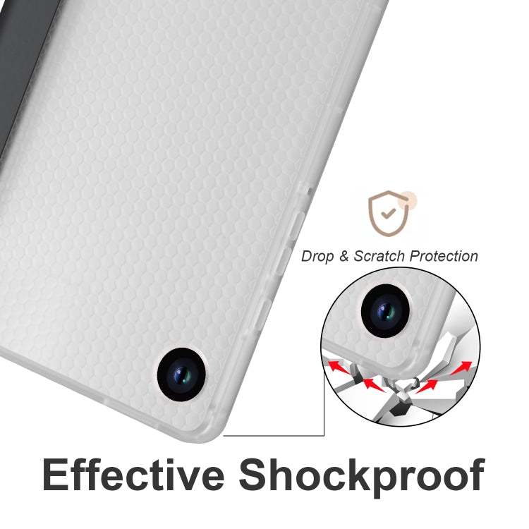 For Samsung Galaxy Tab A9+ X210 3-fold Clear Honeycomb TPU Leather Tablet Case with Pen Slot(Black) by bashfashion