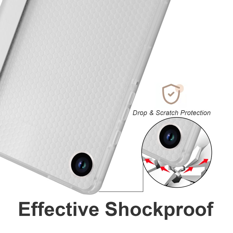 For Samsung Galaxy Tab A9+ X210 3-fold Clear Honeycomb TPU Leather Tablet Case with Pen Slot(Grey) by bashfashion