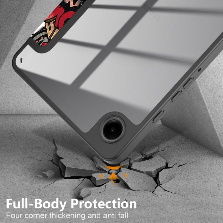 For Samsung Galaxy Tab A11 / A9 Acrylic 3-folding Painted Leather Tablet Case(Graffiti) by bashfashion