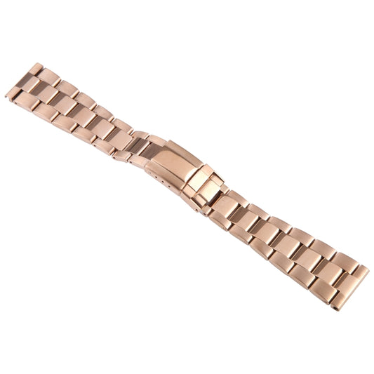 22mm Universal Three-Bead Stainless Steel Watch Band(Rose Gold) by bashfashion