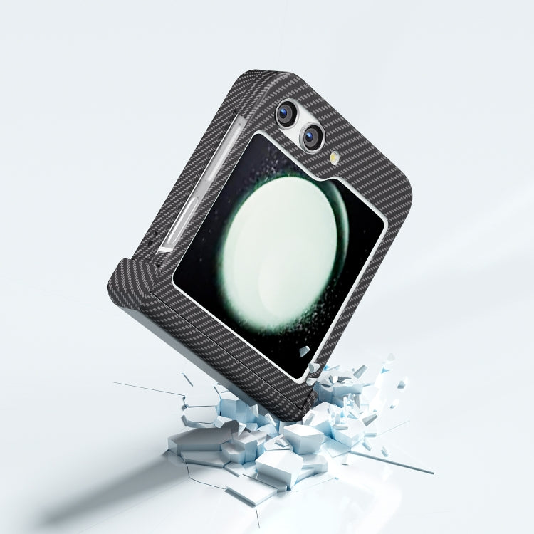 For Samsung Galaxy Z Flip5 5G Carbon Fiber All-inclusive Water Sticker Phone Case(Black) by bashfashion