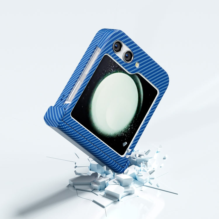 For Samsung Galaxy Z Flip5 5G Carbon Fiber All-inclusive Water Sticker Phone Case(Blue) by bashfashion
