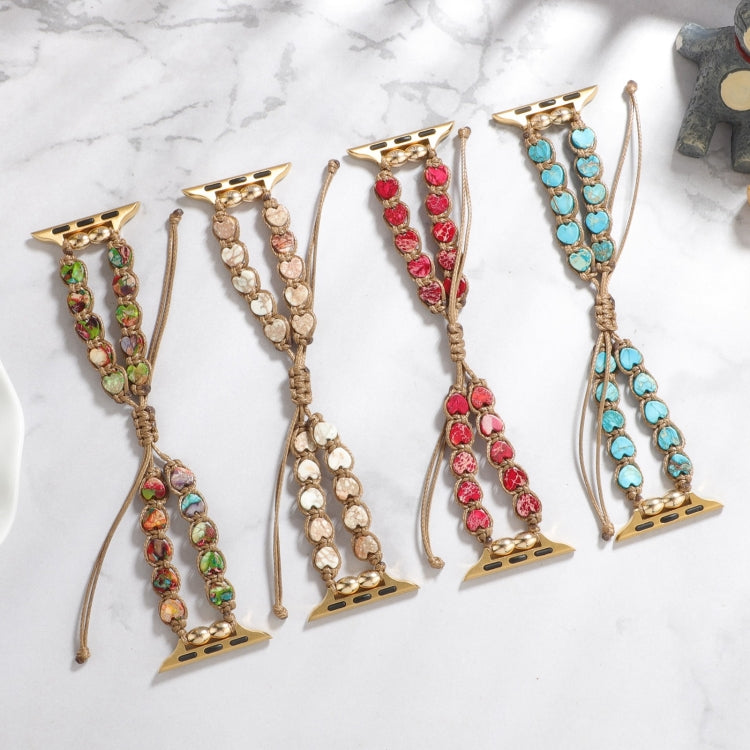 For Apple Watch SE 40mm Heart Stones Drawstring Chain Watch Band(Colorful) by bashfashion