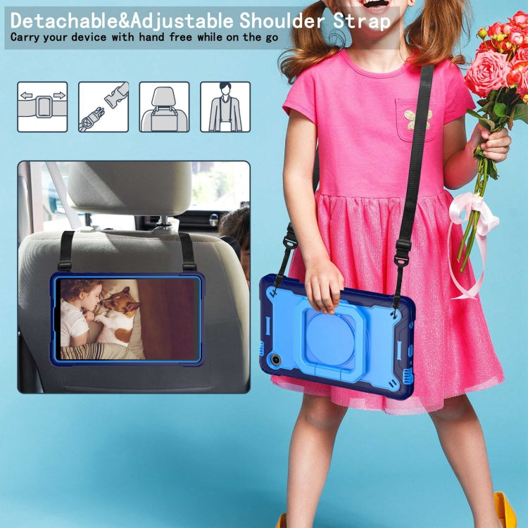 For Samsung Galaxy Tab A9 Handle Robot Silicone Hybrid PC Tablet Case(Navy Blue Blue) by bashfashion