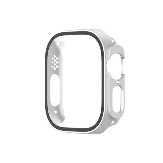 For Apple Watch Ultra 3 / 2 / 1 Ultra 49mm Painting PC Hybrid Tempered Film Integrated Watch Case(Silver) by bashfashion