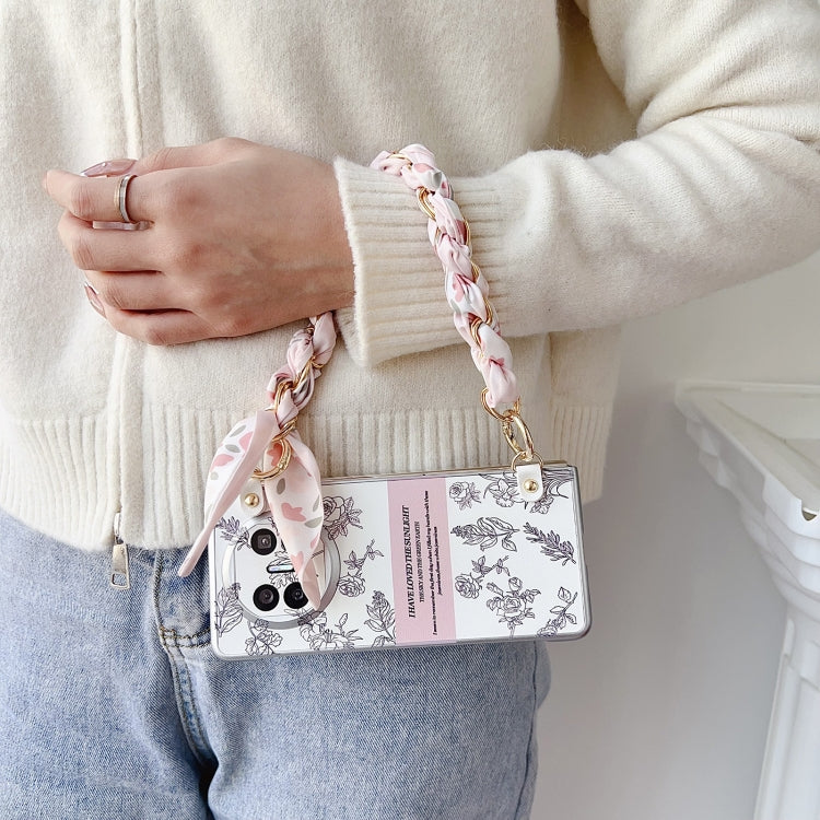 For Huawei Mate X5 Pearlescent Paint Painted PC Phone Case with DIY Scarf Bracelet(Sketch Flower) by bashfashion