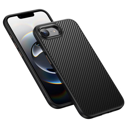 For iPhone 16e Kevlar Fiber Shockproof MagSafe Phone Case(Black) by bashfashion