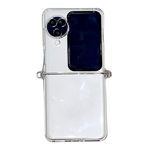 For OPPO Find N3 Flip TPU DIY Flash Diamond Love Hinge Buckle Phone Case with Long and Short Chain(Transparent) by bashfashion