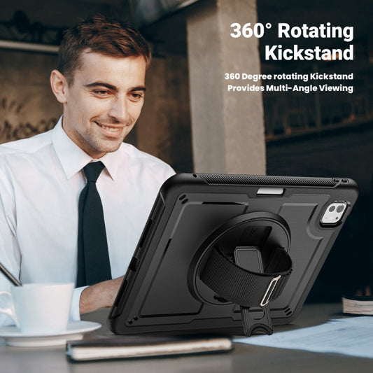 For iPad Pro 11 2025 / 2024 Honeycomb Hand Grip Turntable Stand Tablet Case(Black) by bashfashion