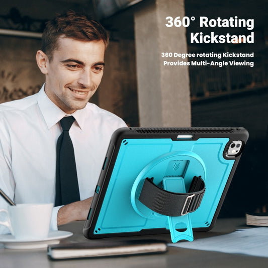 For iPad Pro 13 2025 / 2024 Honeycomb Hand Grip Turntable Stand Tablet Case(Light Blue) by bashfashion