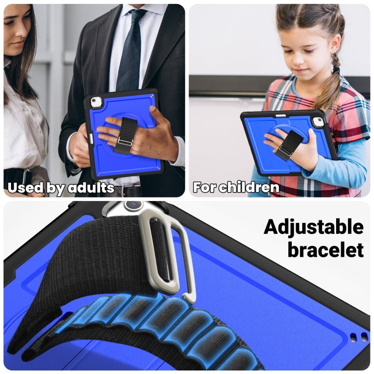 For iPad Air 13 2025 / 2024 Honeycomb Hand Grip Turntable Stand Tablet Case(Dark Blue) by bashfashion