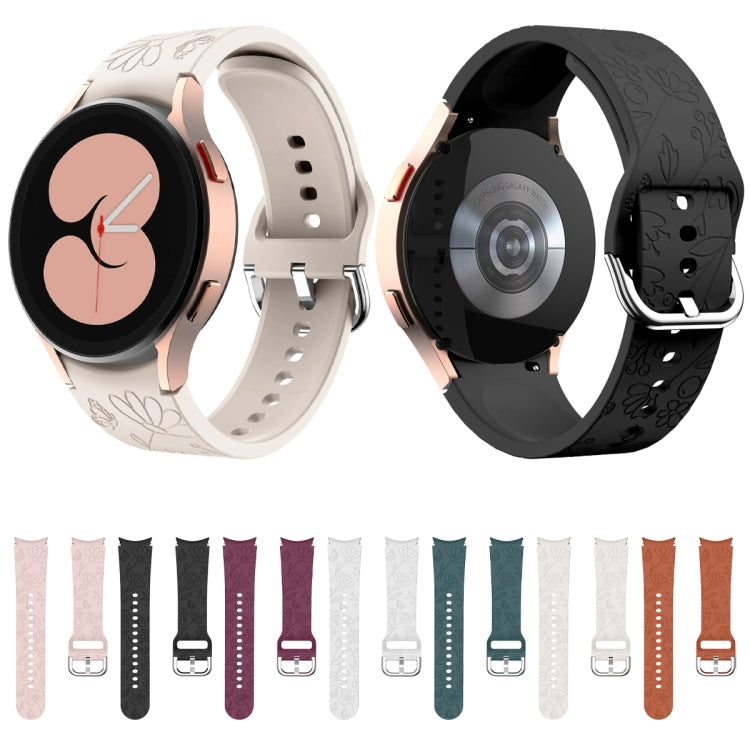 For Samsung Galaxy Watch 6 Butterfly Flower Embossed Silicone Watch Band(Pink) by bashfashion