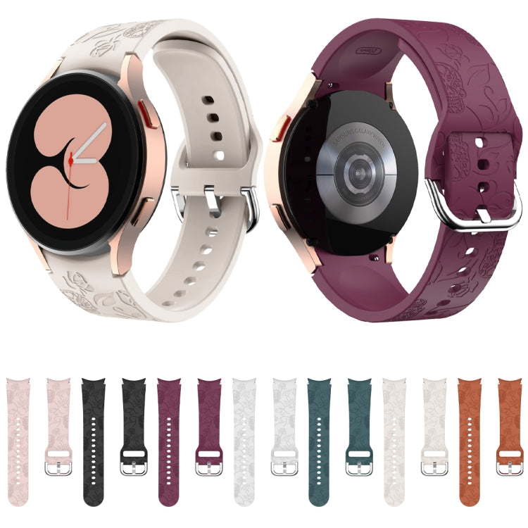 For Samsung Galaxy Watch 6 Skull Flower Embossed Silicone Watch Band(Pink) by bashfashion