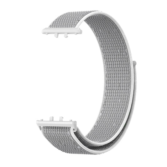 For Samsung Galaxy Fit 3 Woven Nylon Loop Watch Band(Grey White) by bashfashion