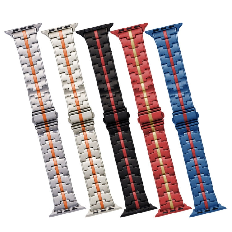 For Apple Watch SE 2023 40mm Stainless Steel Watch Band(Starlight Orange) by bashfashion