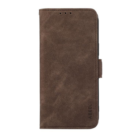 For iPhone 16e ABEEL Frosted Magnetic RFID Leather Phone Case(Brown) by bashfashion