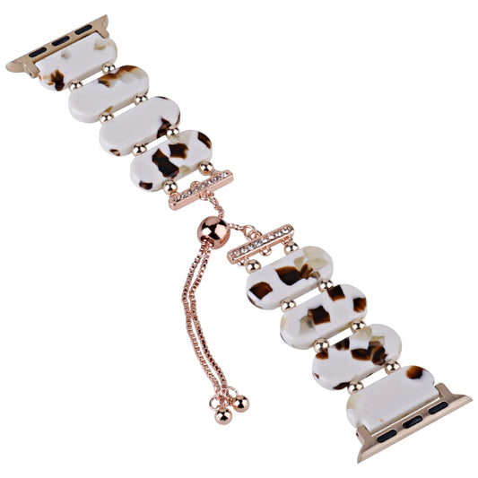 For Apple Watch SE 2023 44mm Resin Retractable Chain Watch Band(Nougat) by bashfashion