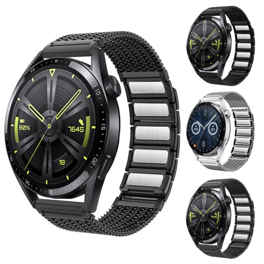 For Huawei Watch 4 / 4 Pro 22mm Magnetic Clasp Braided Chain Stainless Steel Watch Band(Black) by bashfashion