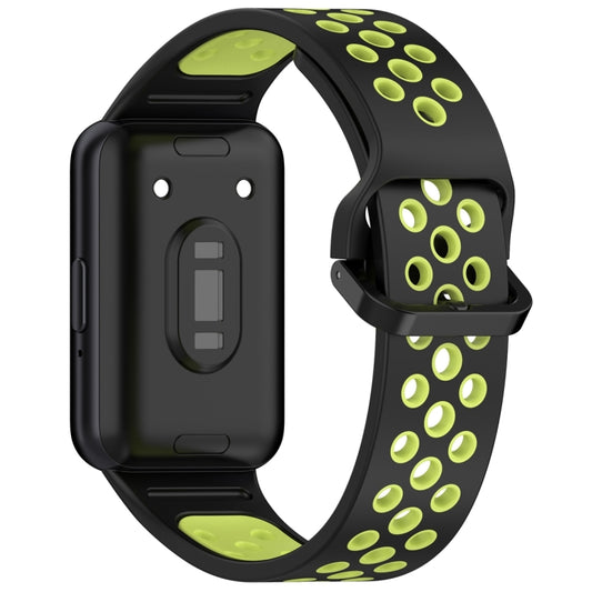 For Samsung Galaxy Fit 3 Two Color Breathable Silicone Watch Band(Black Lime) by bashfashion