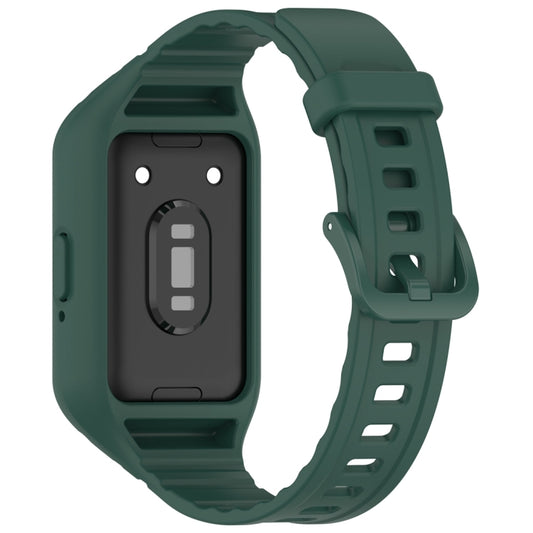 For Samsung Galaxy Fit 3 Solid Color Integrated TPU Watch Band(Dark Green) by bashfashion